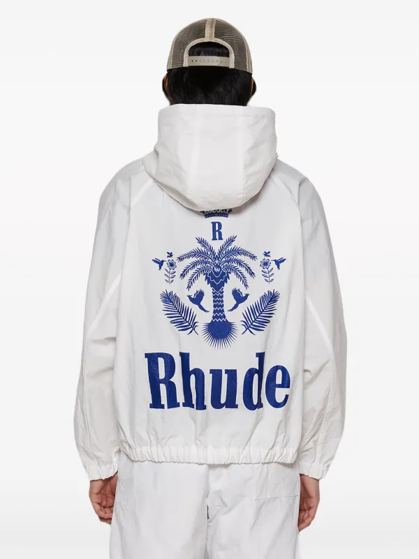 RHUDE logo-print Hooded Track Jacket | White | FARFETCH