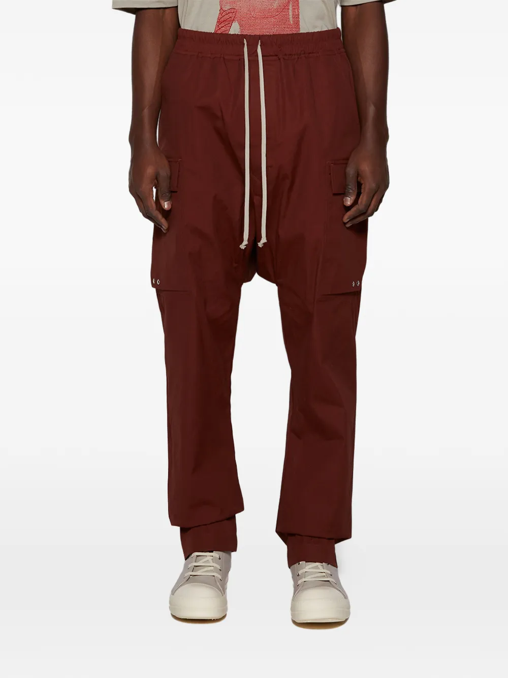 Rick Owens Broek met verlaagd kruis en trekkoord Rood