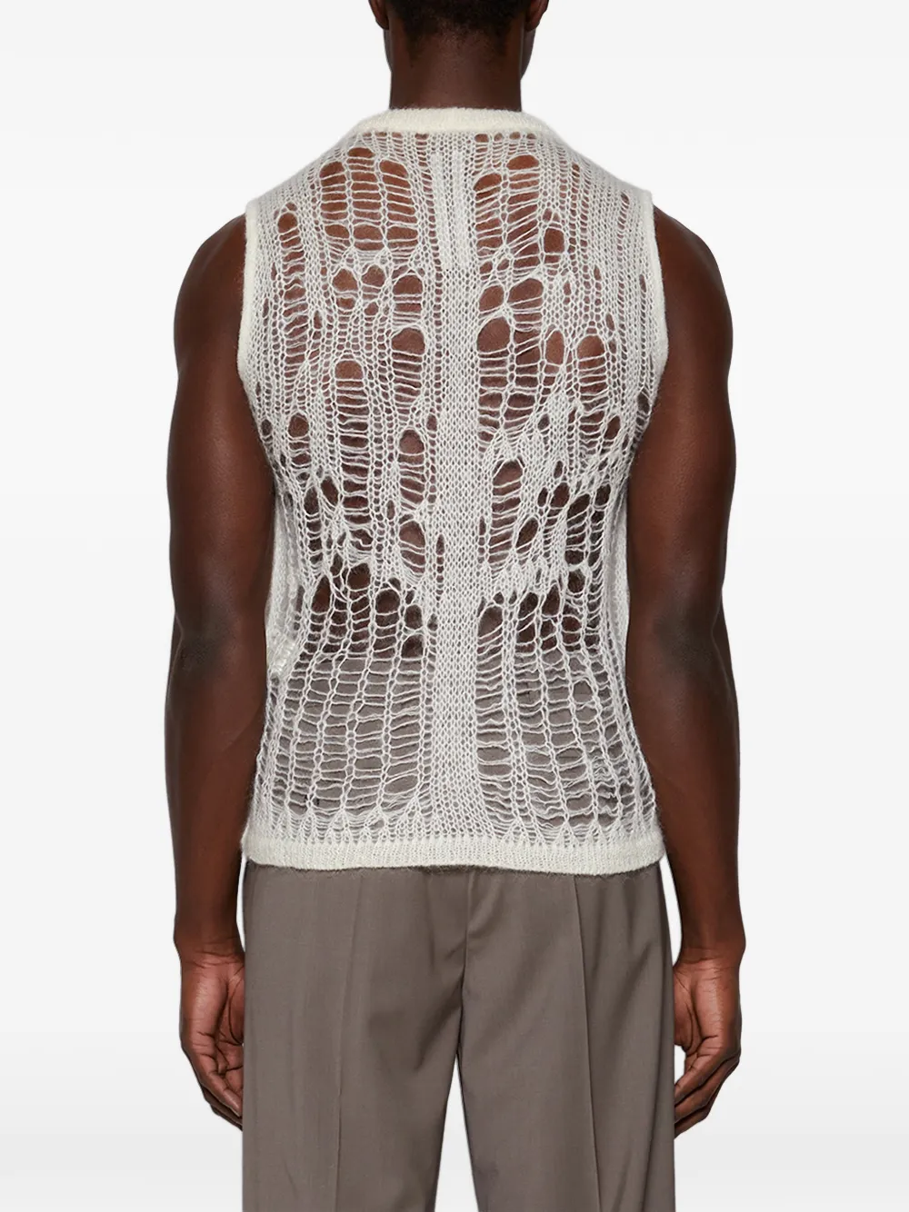 Rick Owens Opengebreide mouwloze sweater Wit