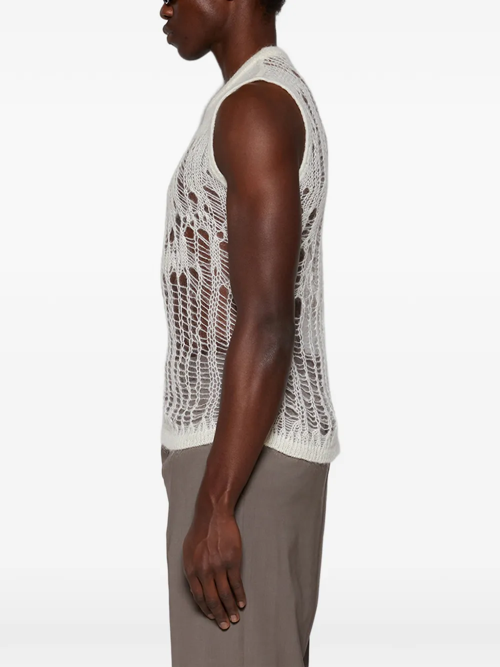 Rick Owens Opengebreide mouwloze sweater Wit