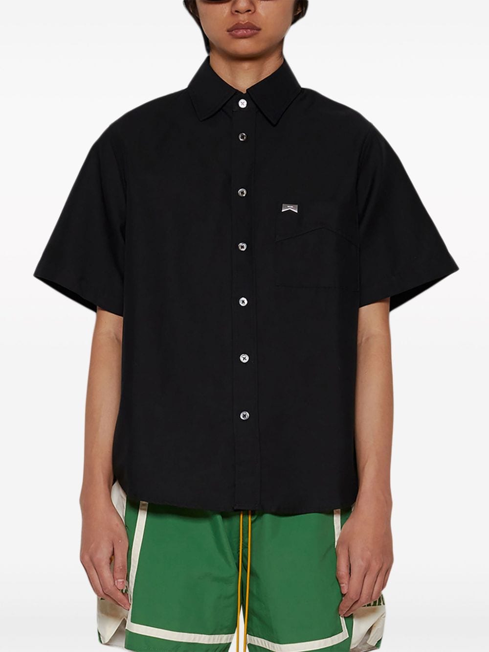 Shop Rhude Short-sleeve Linen Shirt In Black