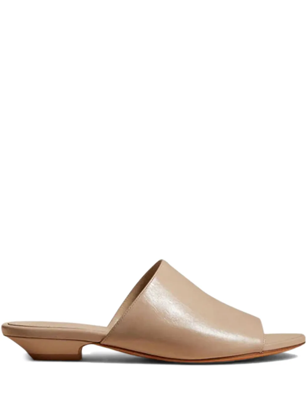 KHAITE 30mm leather slide sandals Beige