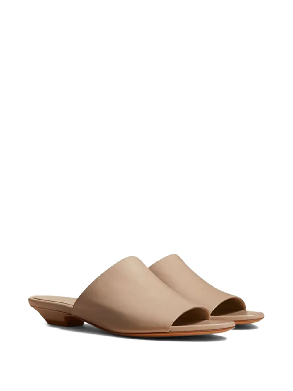 KHAITE 30mm leather slide sandals Beige