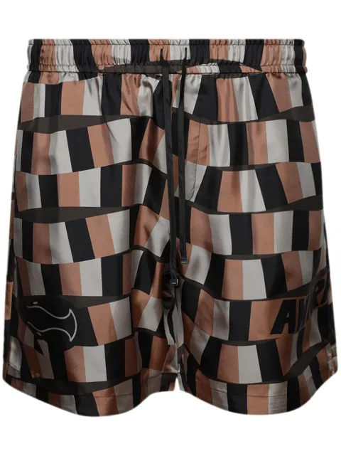 AMIRI Snake Checker silk shorts