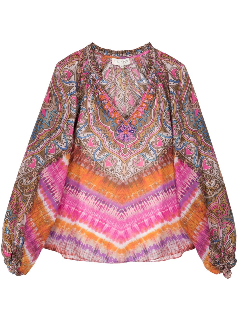 mix-print chiffon blouse