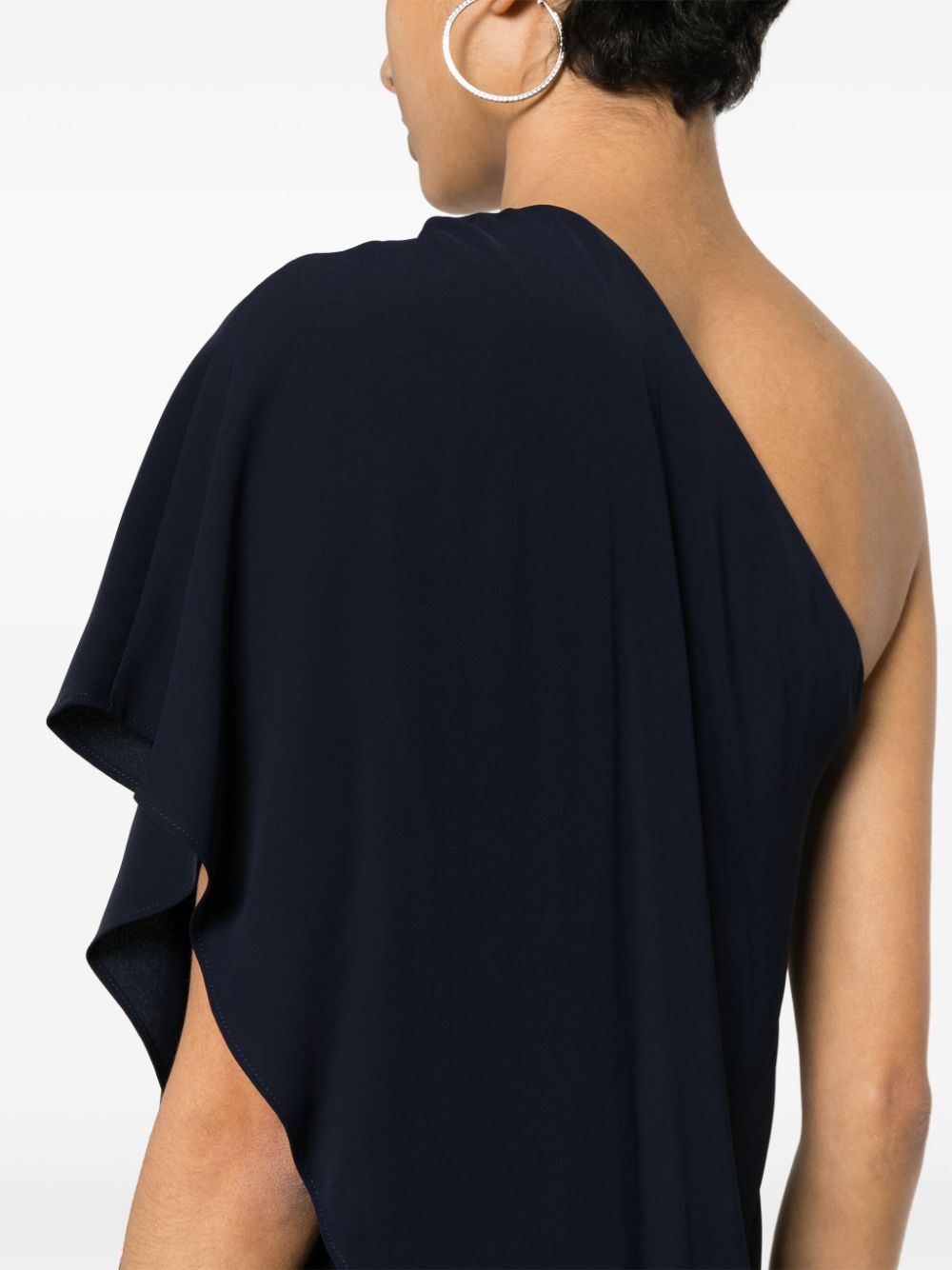 Shop Lauren Ralph Lauren Cape Georgette One-shoulder Jumpsuit In Blue