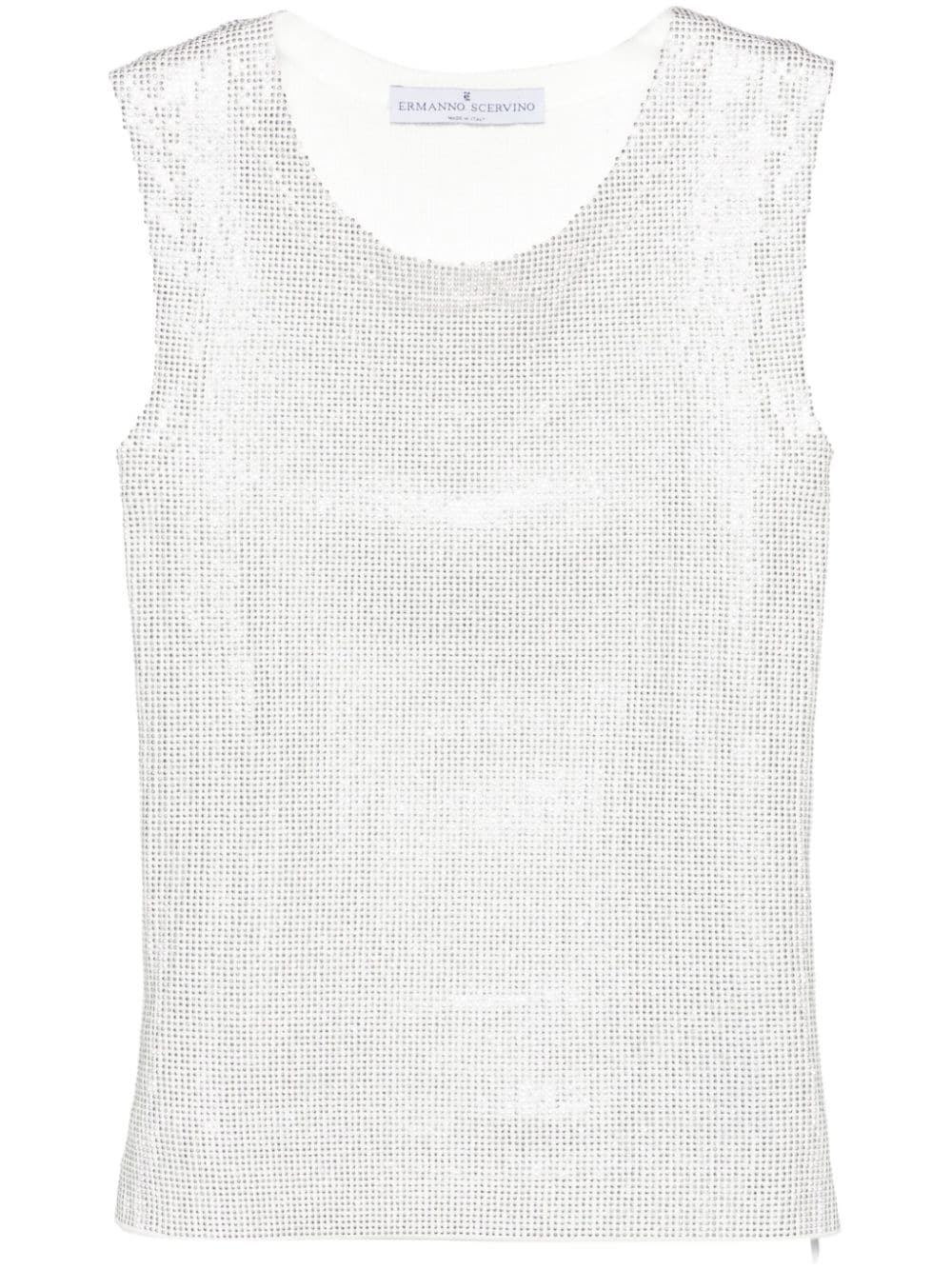 Ermanno Scervino Stud-embellished Cotton Tank Top In White