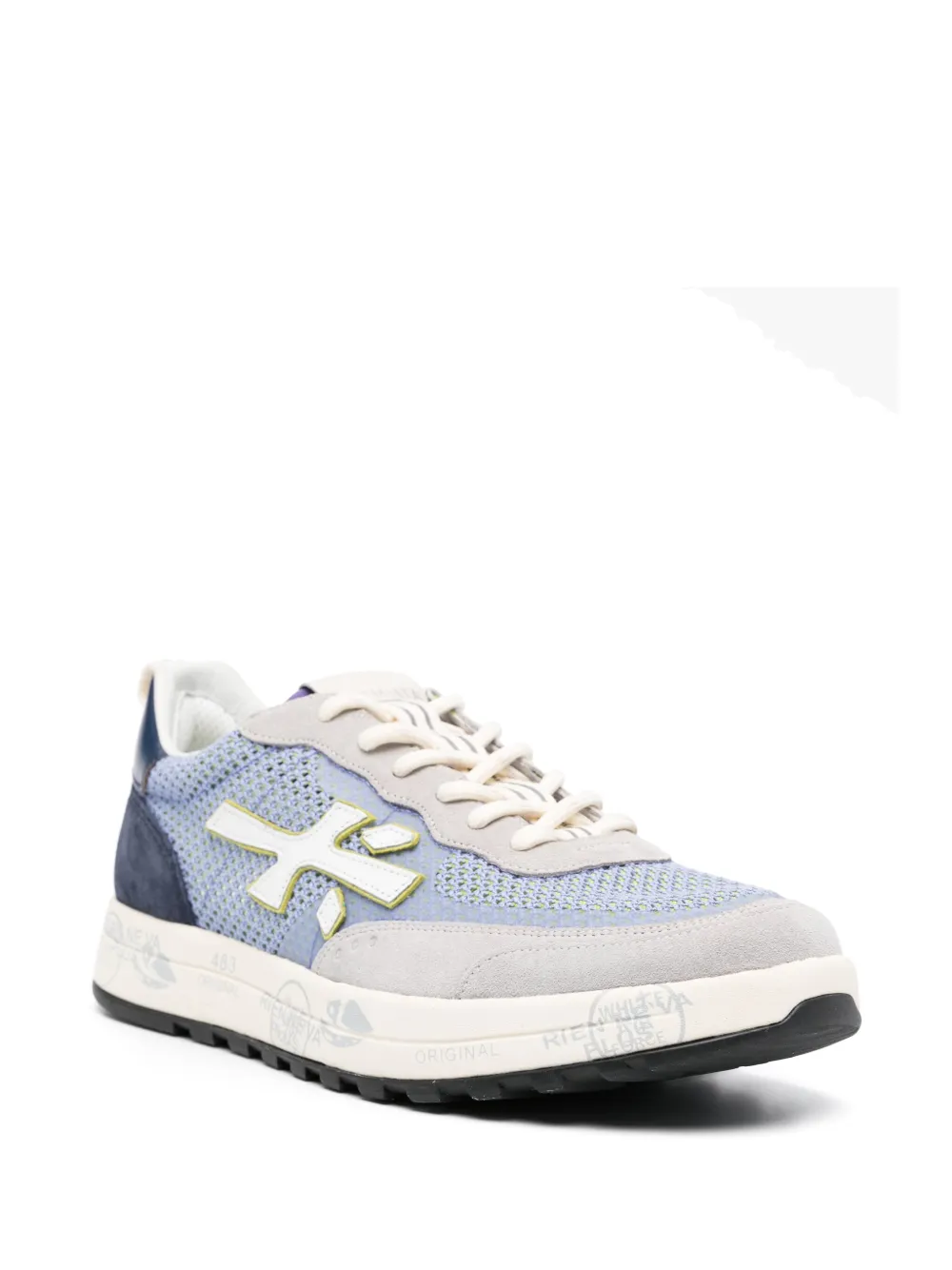 Shop Premiata Logo-appliqué Low-top Sneakers In Blue