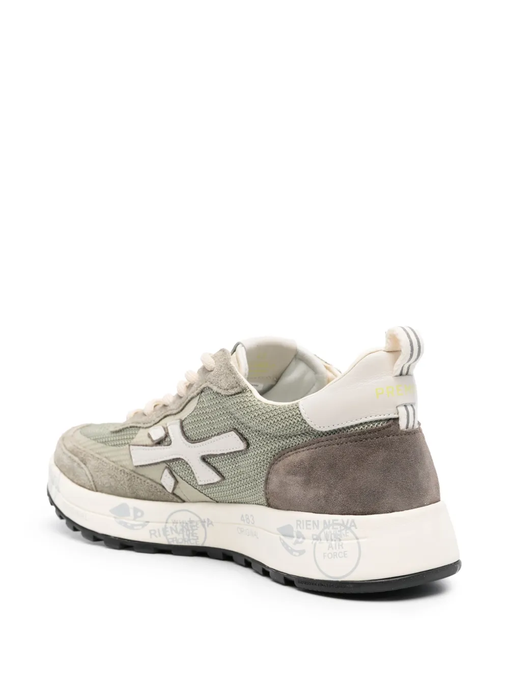 Shop Premiata Logo-appliqué Low-top Sneakers In Green