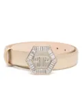 Philipp Plein logo-buckle metallic belt - Gold