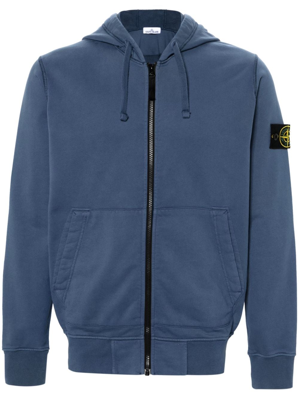Stone Island Compass-badge Cotton Hoodie In Blue