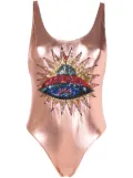 Brigitte Carnaval/Festival sequin-embellished metallic one-piece - Pink