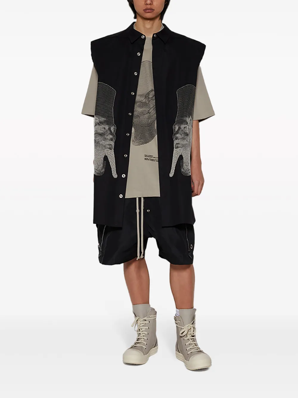 Rick Owens Mouwloze blouse met borduurwerk - Zwart
