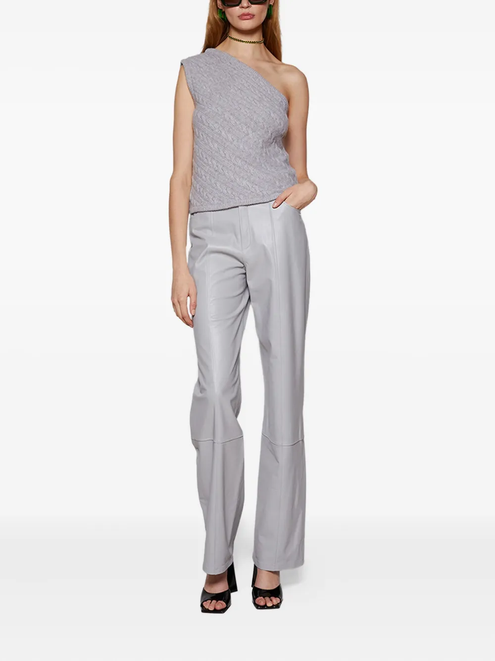 ZEYNEP ARCAY Leren broek - Grijs