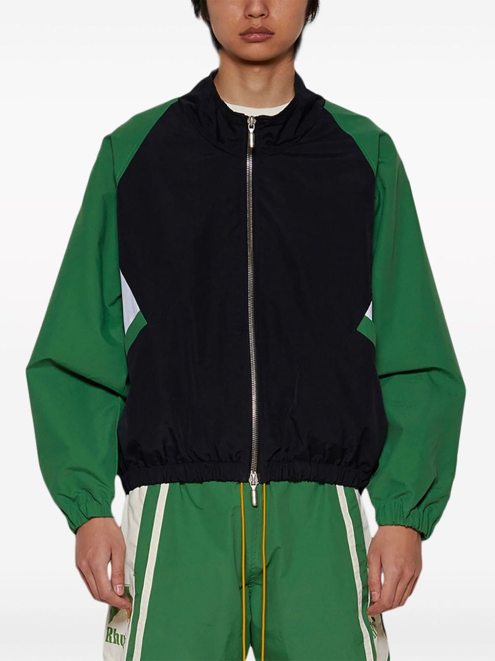 Shop Rhude Colour-block Track Jacket In Green