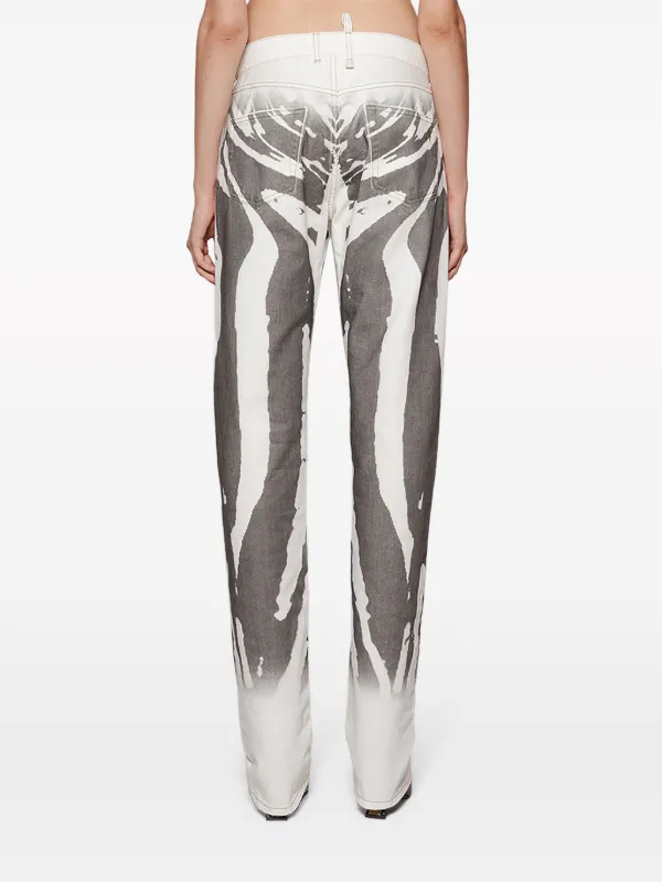デニム・ジーパン THE ATTICO Woman Jeans Grey 237WCP113D063 084 The Attico abstract-print Jeans | Grey | FARFETCH