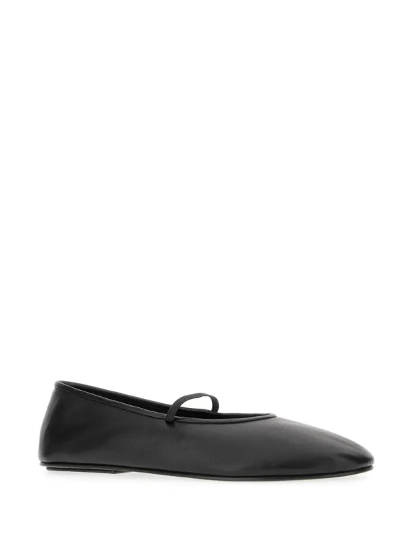 関税込【THE ROW】Leather ballerinas 黒 国内発送 THE ROW Elastic leather ballet flats | NET-A-PORTER
