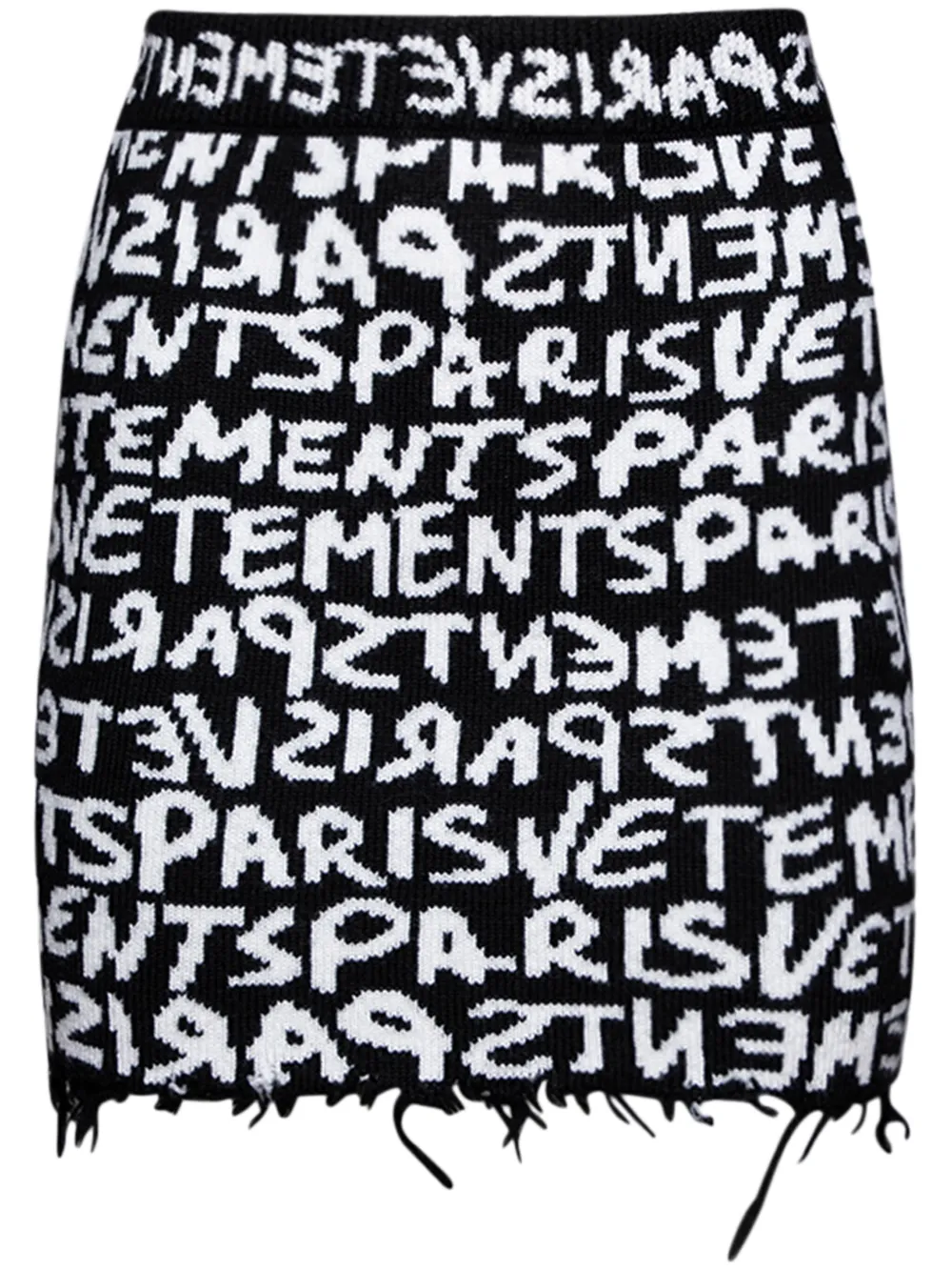 Vetements Paris Monogram High-waisted Mini Skirt In Black