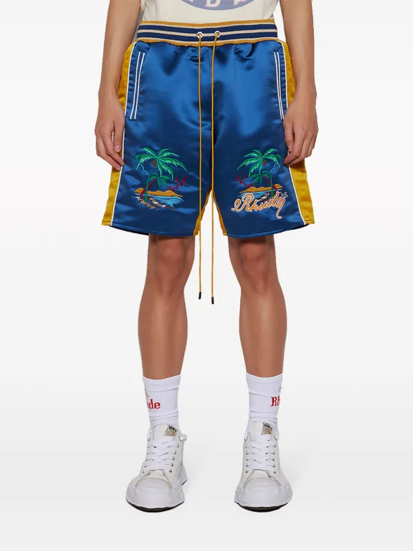 RHUDE Palm Eagles サテンショートパンツ | ブルー | FARFETCH JP