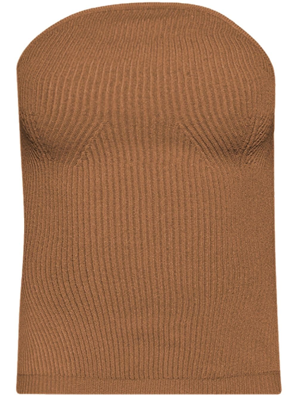 Khaite Jericho Ribbed-knit Top In Brown