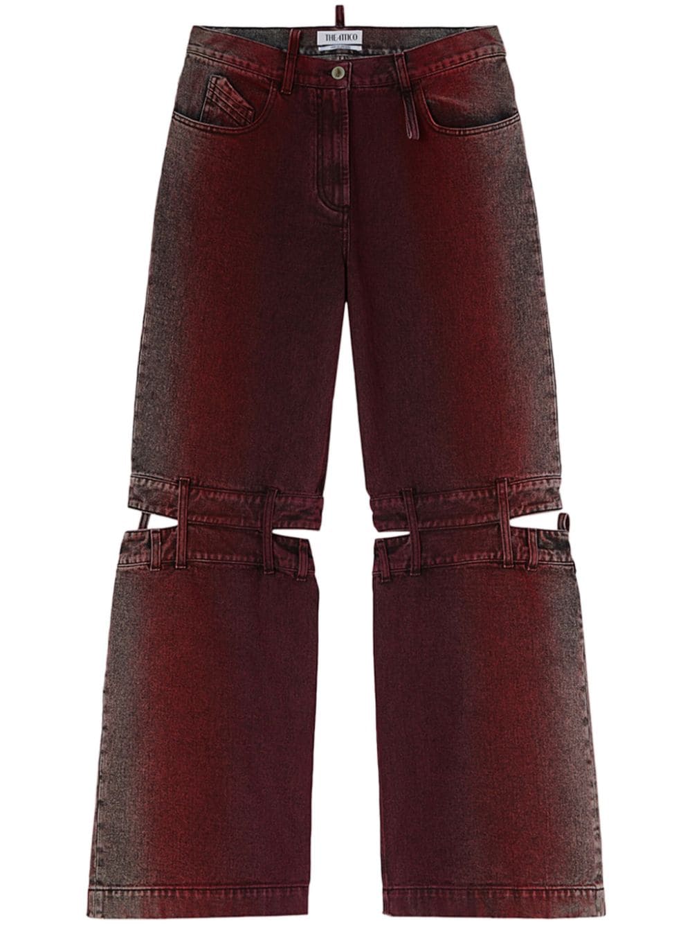 Attico Ashton Cut-out Jeans In Red