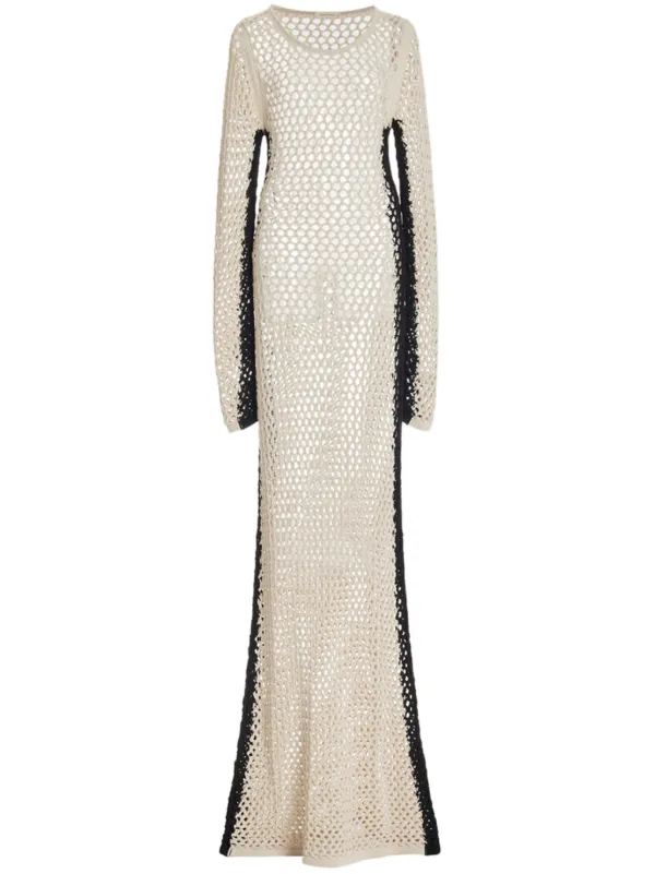 Diotima Mesh Crochet Midi Dress Neutrals FARFETCH EG