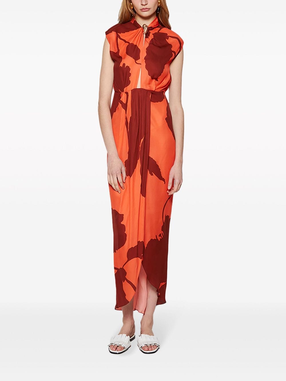 Shop Johanna Ortiz Inspiring Vistas Silk Maxi Dress In Orange