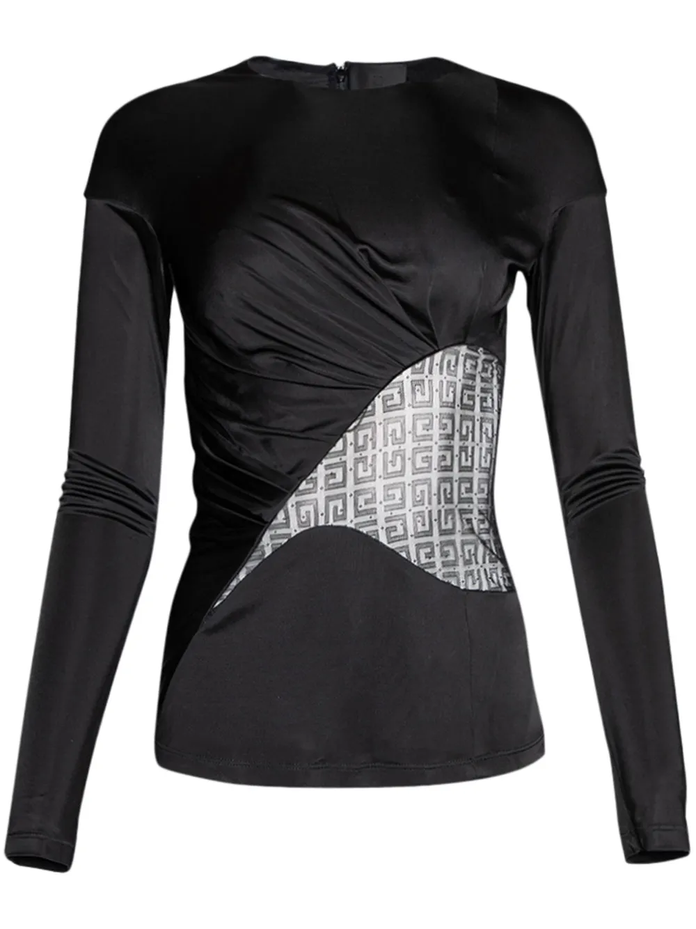 Givenchy Draped Top In Jersey And 4g Lace In Black