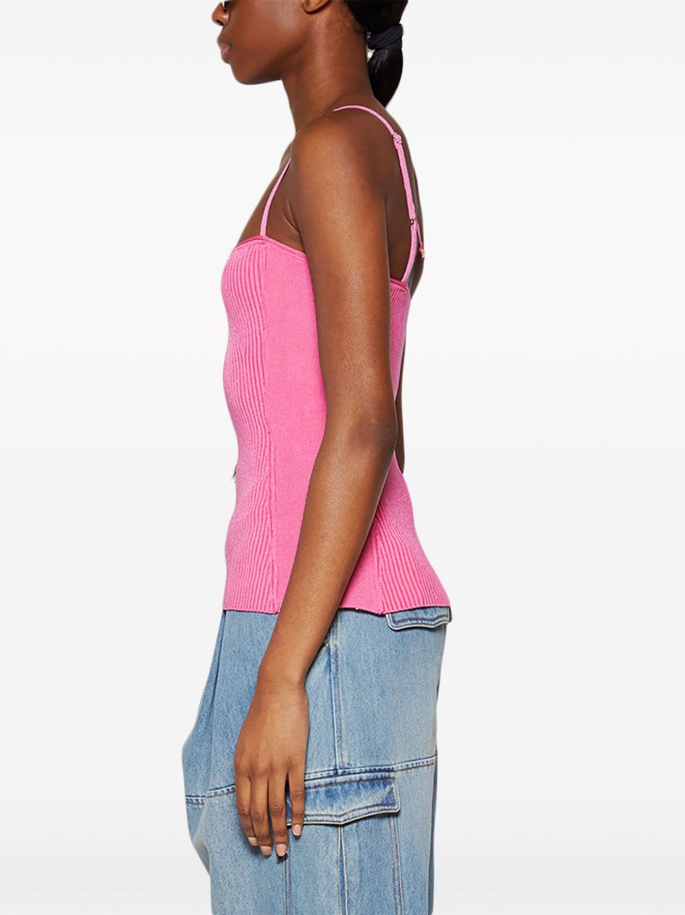 Shop Jacquemus Le Haut Sierra Knitted Top In Pink