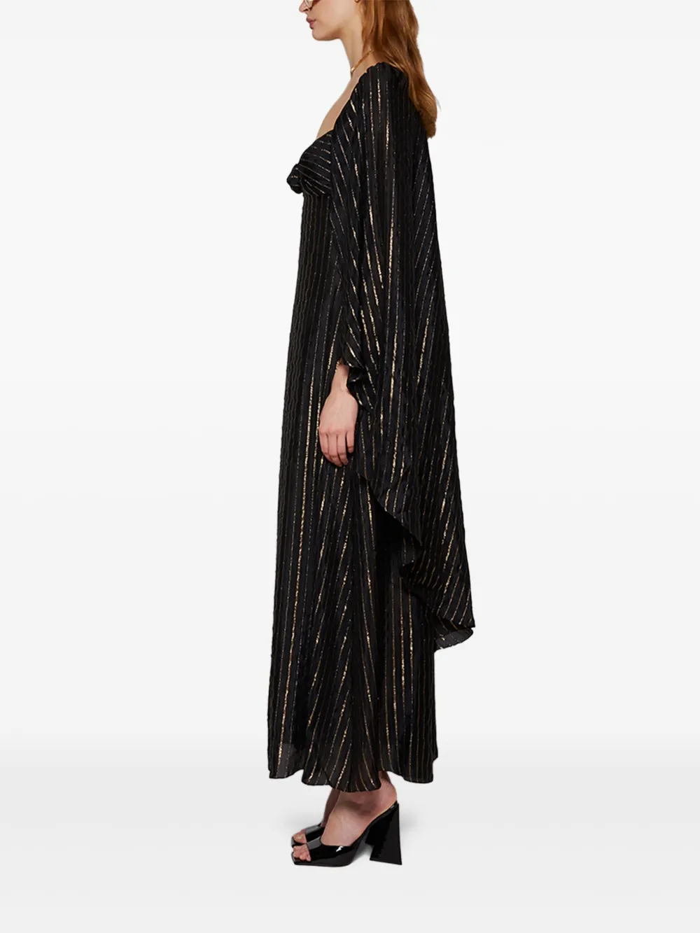 Johanna Ortiz Promise Of Splendor metallic-striped maxi dress Zwart
