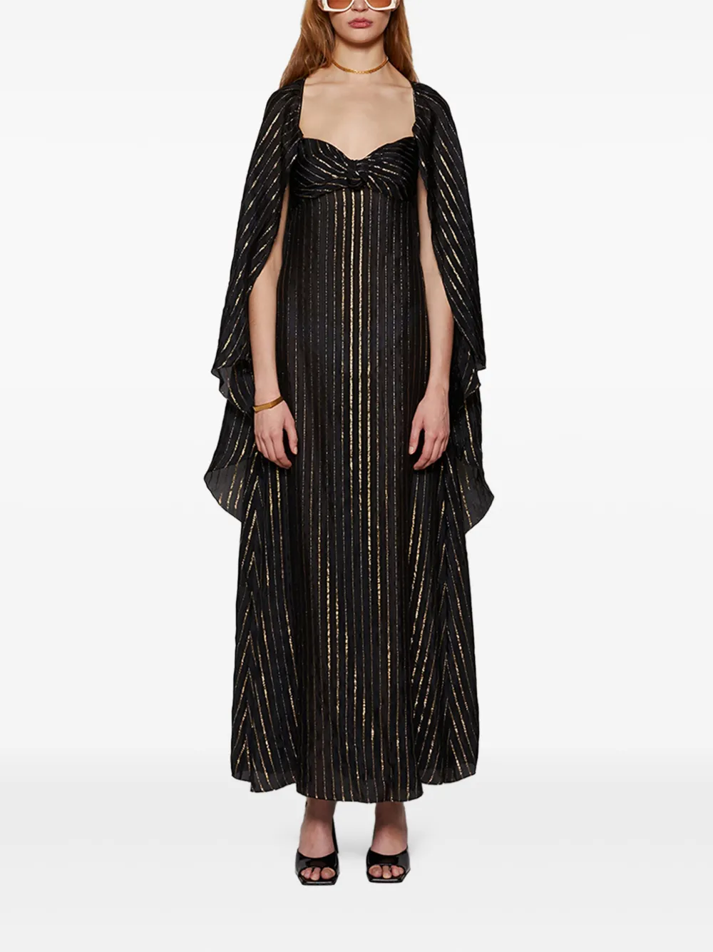 Johanna Ortiz Promise Of Splendor metallic-striped maxi dress Zwart