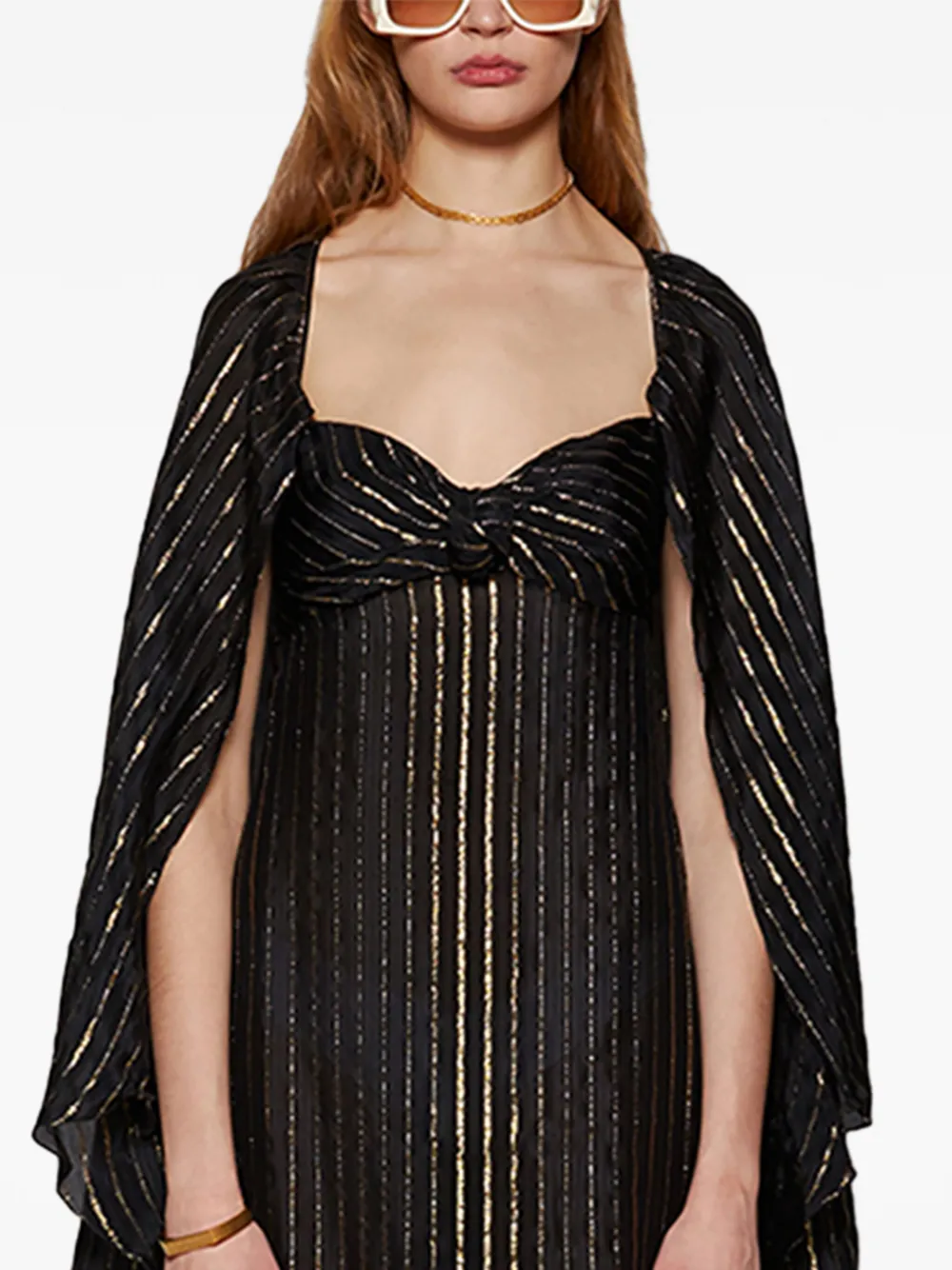 Johanna Ortiz Promise Of Splendor metallic-striped maxi dress Zwart
