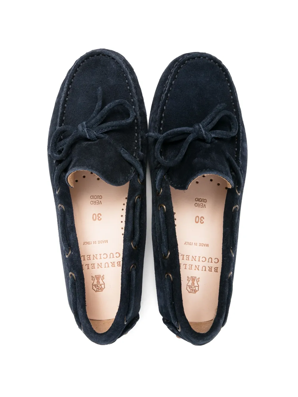  Brunello Cucinelli Kids Suede Deck Shoes - Blue 