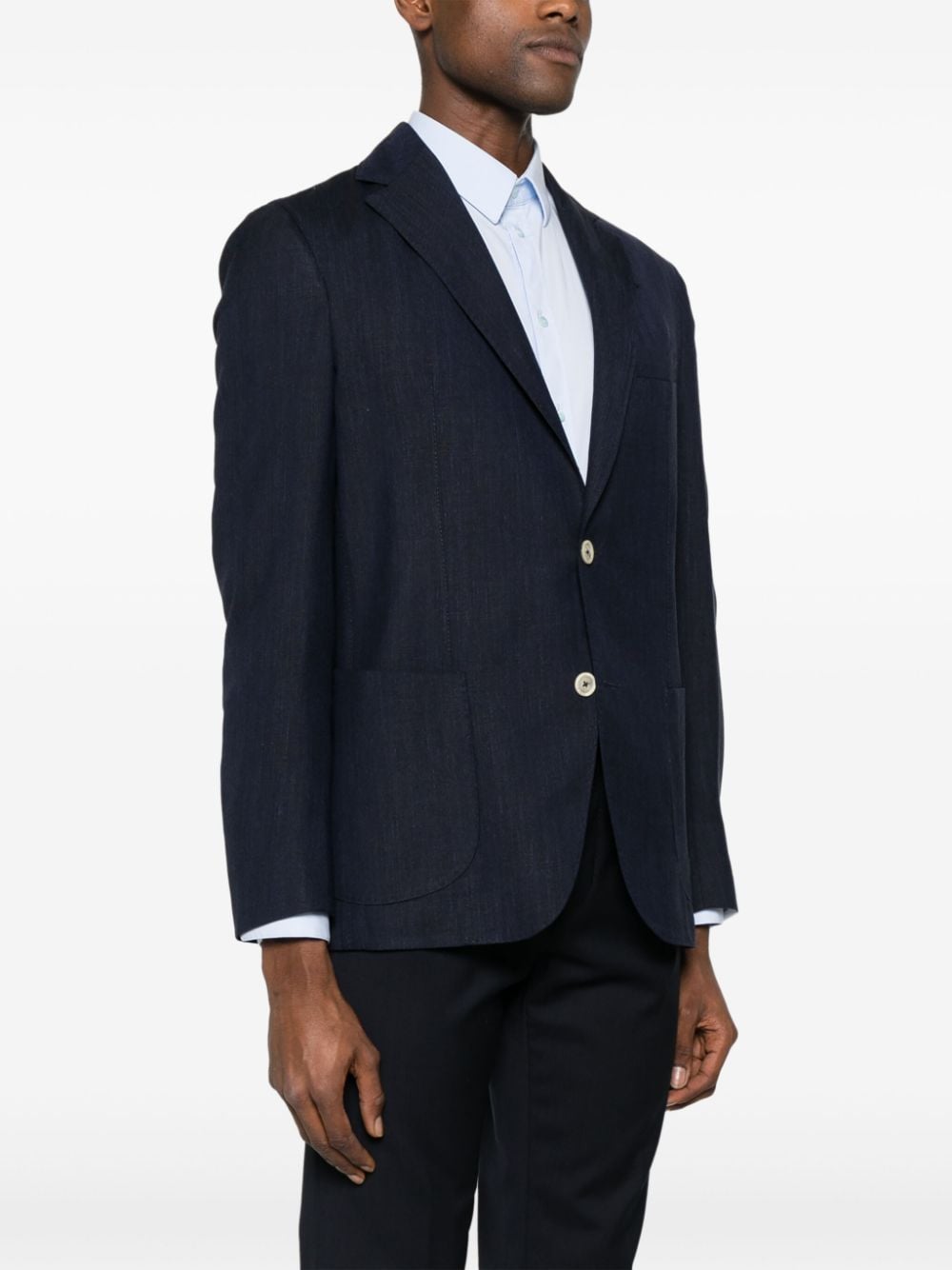 Shop Eleventy Mélange Wool-blend Blazer In Blue