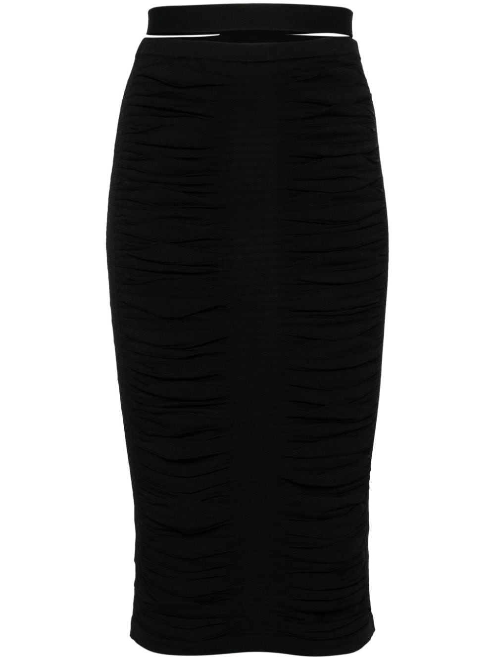 Andreädamo X-ray Viscose Blend Knit Midi Skirt In Black