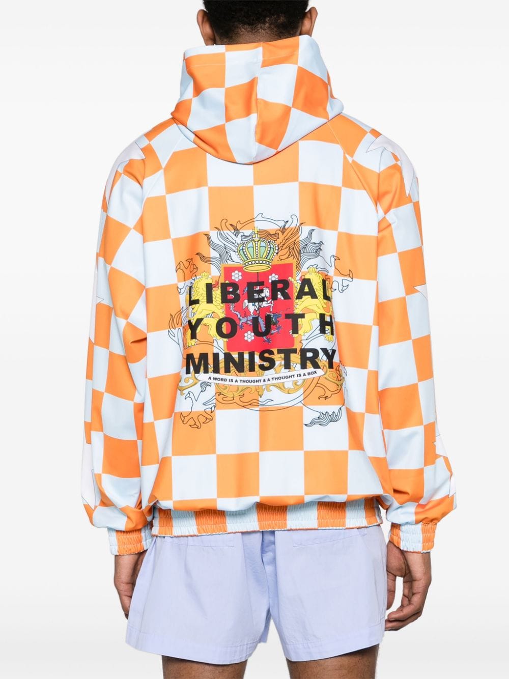 Shop Liberal Youth Ministry Logo Checkerboard-print Hoodie In Orange