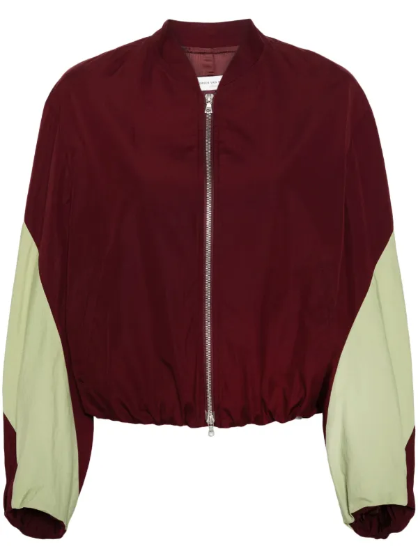 cropped red bomber jacket