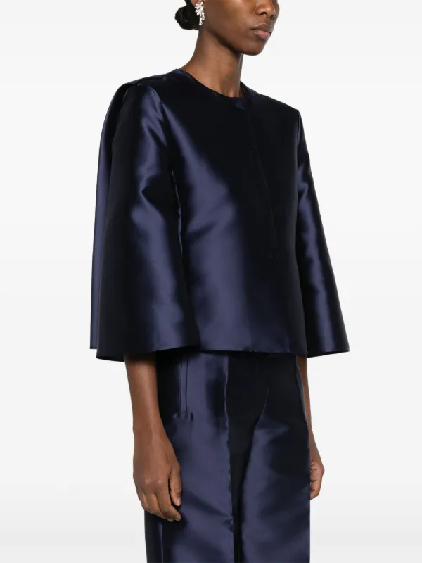 Alberta Ferretti round neck Satin Bolero Blue FARFETCH AO