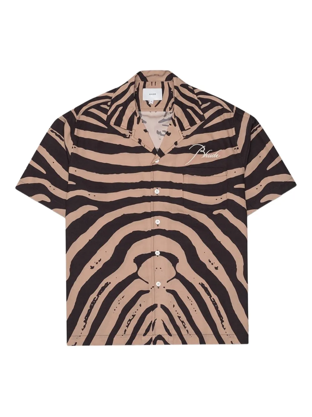 RHUDE zebra-print short-sleeve shirt Beige