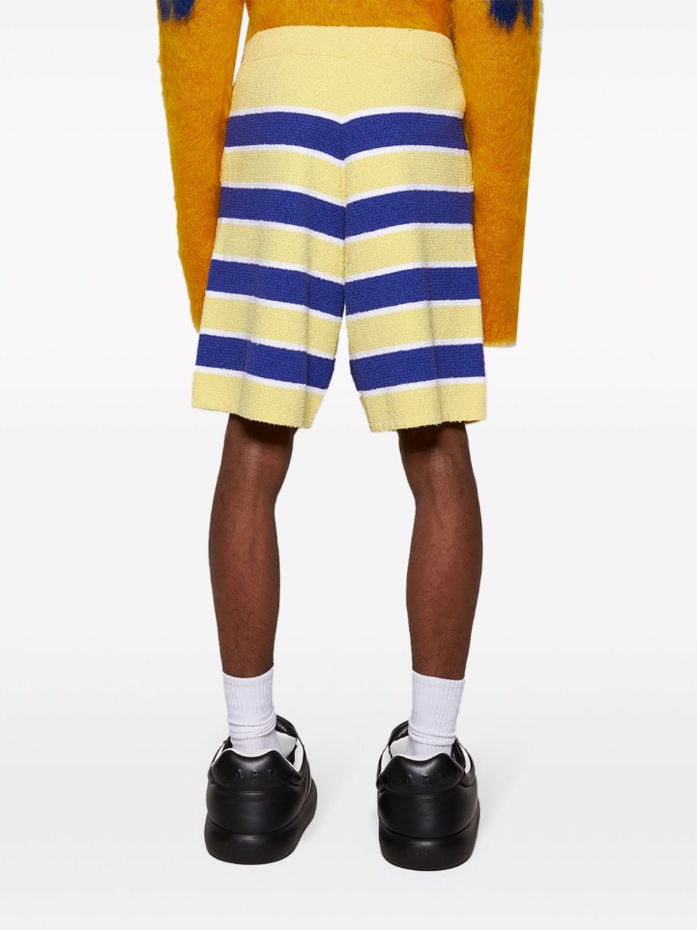 Shop Marni Striped Terrycloth Shorts In Yellow