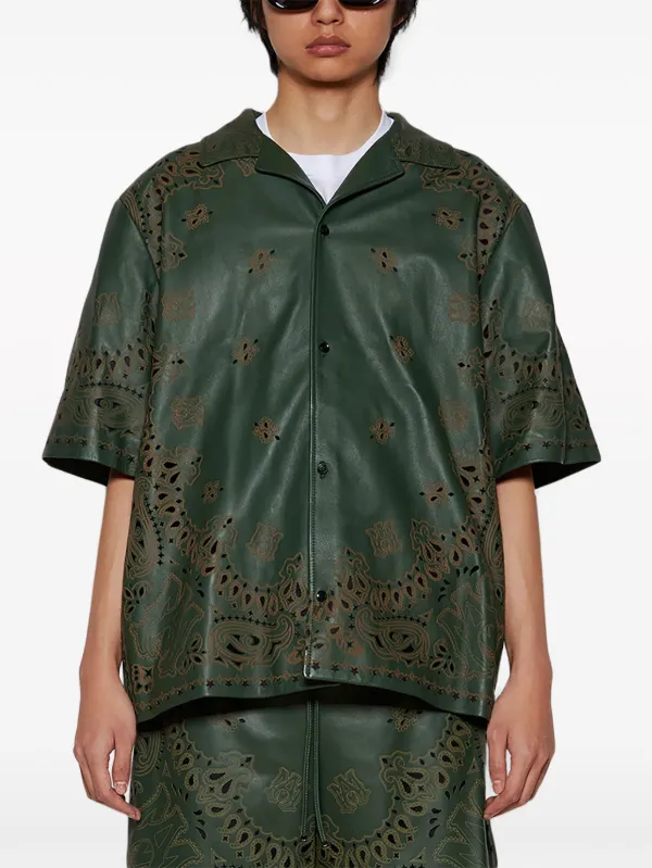 AMIRI bandana-pattern Leather Shirt | Green | FARFETCH JO