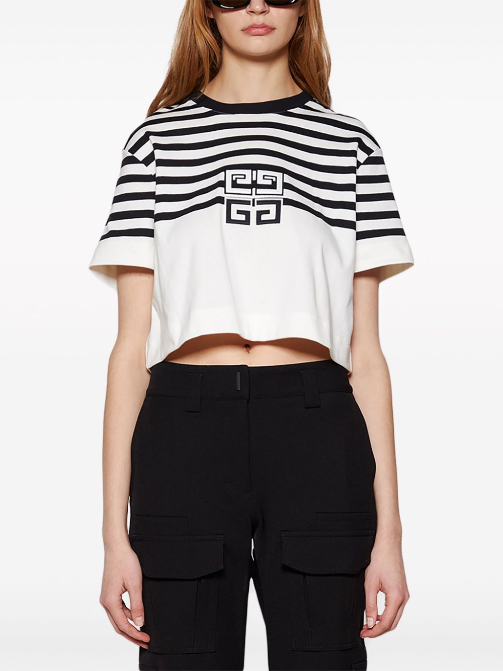 Shop Givenchy 4g Logo-print Cropped T-shirt In White