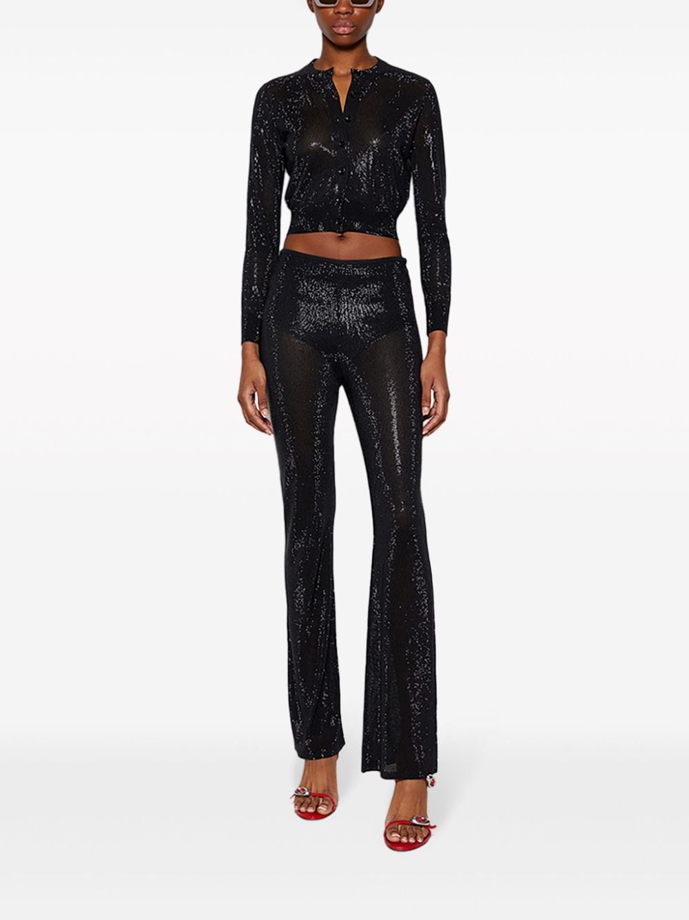 Alexander Wang beaded cropped cardigan - Zwart