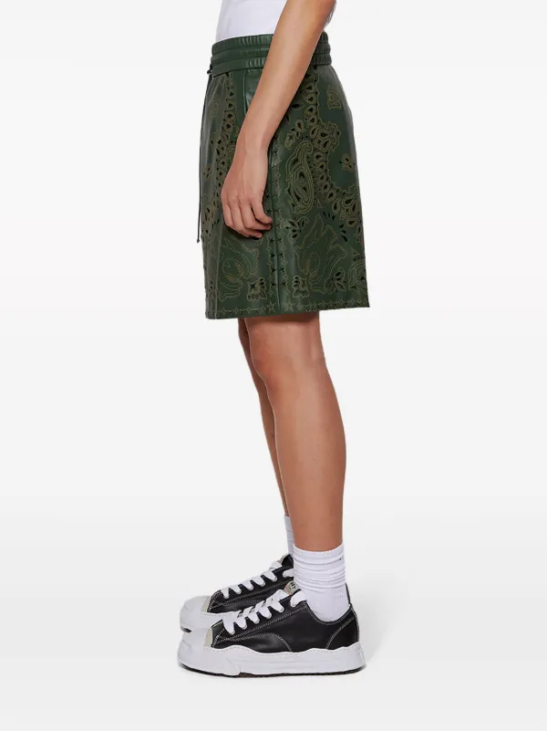 AMIRI バンダナ レザーショートパンツ | グリーン | FARFETCH JP