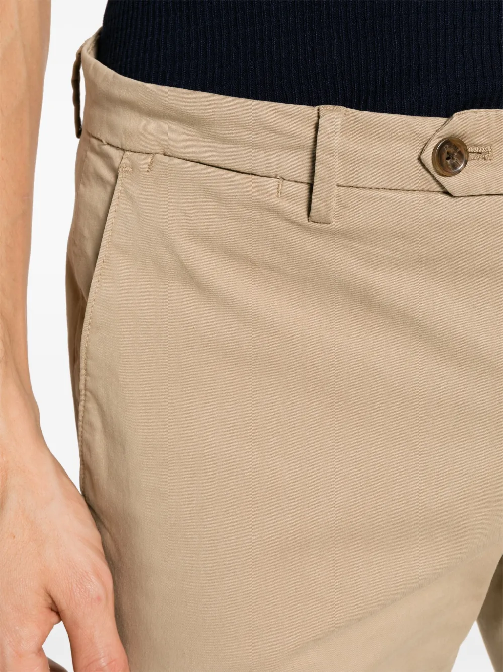 Shop Briglia 1949 Low-rise Stretch-cotton Tapered Chinos In Brown