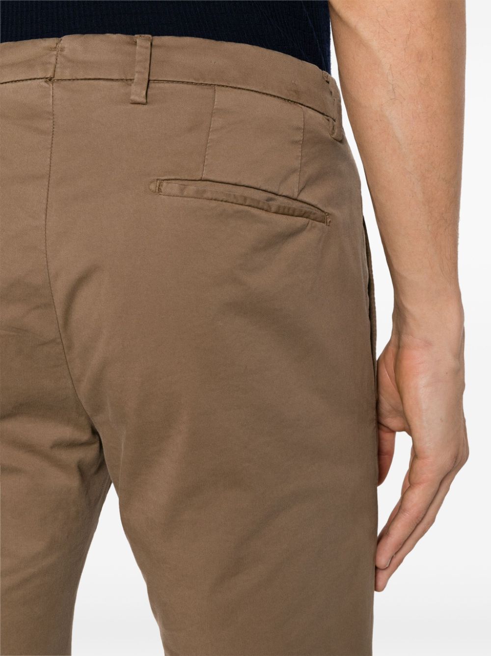 Shop Briglia 1949 Low-rise Stretch-cotton Tapered Chinos In Brown