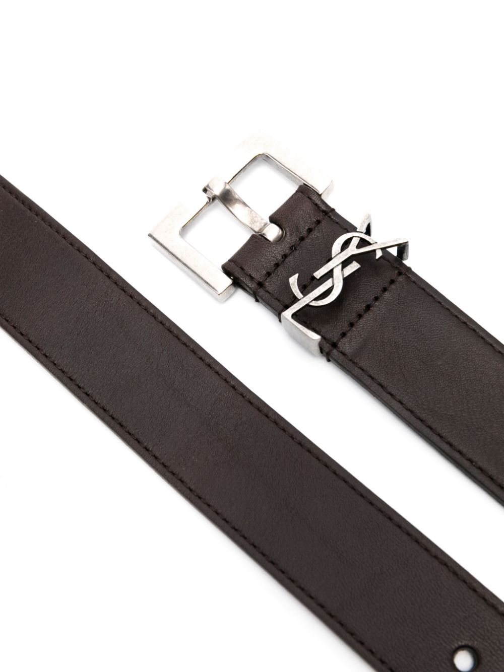 Saint Laurent Cassandre leather belt - Brown