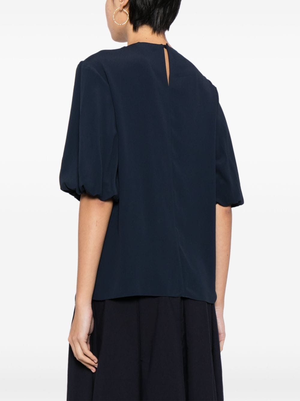 Shop Erdem Draped Crepe-de-chine Top In Blau