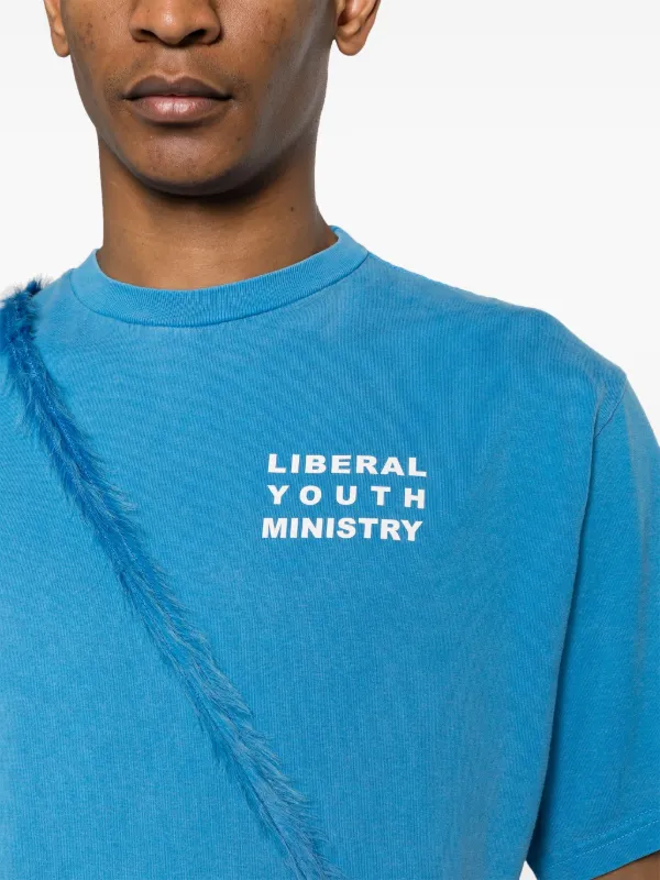 Liberal Youth Ministry logo-print Cotton T-shirt | Blue