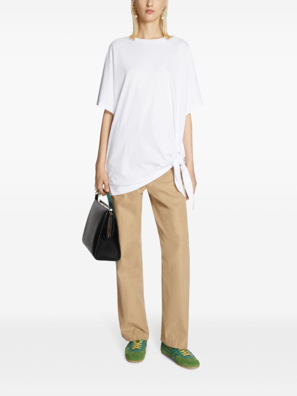 Image 2 of DRIES VAN NOTEN knotted draped cotton T-shirt